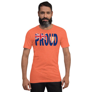 Proud Anguilla Flag orange t-shirt on black man.