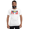 Proud Antigua Flag white color t-shirt on a black man.