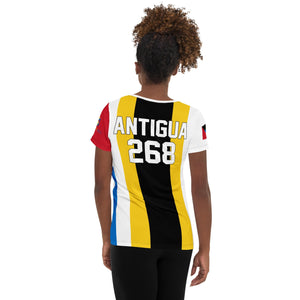 Antigua and Barbuda football shirt showing the back on black women.
