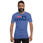 Proud British Virgin Islands Flag blue color t-shirt on a black man.
