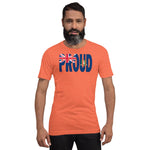 Proud British Virgin Islands Flag orange color t-shirt on a black man.
