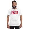 Proud Bermuda Flag white color t-shirt on a black man.