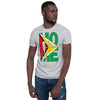 Guyana flag spelling HOME on black men wearing sport grey color shirt