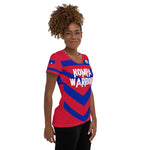 Haiti football shirt showing the right side on a black women.