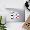 Panama Flag stickers designed on the back of a gray laptop spelling HOME and PROUD.