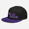 Soca Mode embroidered in purple on Black and Purple Snapback Hat.