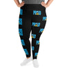 St. Lucia leggings with the flag printed all over it on plus size woman showing the front of it.