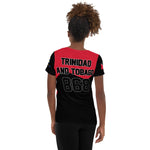 Trinidad football shirt showing the back on black women.