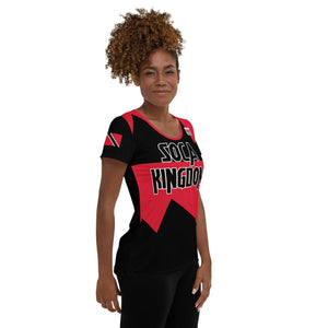 Trinidad football shirt showing right side on black women.