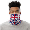 Black Man Wearing United-kingdom Face Cover Headband, Bandana Wristband Combination