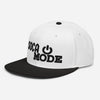 Soca Mode embroidered in black on white and black snapback Hat.