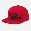  Soca Mode embroidered in black on red color snapback Hat.