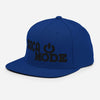 Soca Mode embroidered in black on royal blue color snapback Hat.