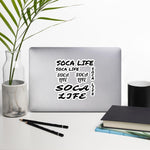 soca is life sticker on laptop