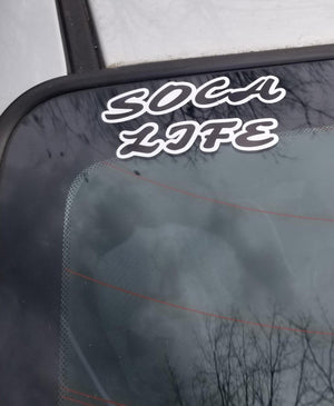 soca life sticker on car 