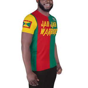 Grenada football shirt showing the right side on a black man.