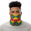 Black Man Wearing Grenada Flag Face Mask Headband, Bandana Wristband Combination